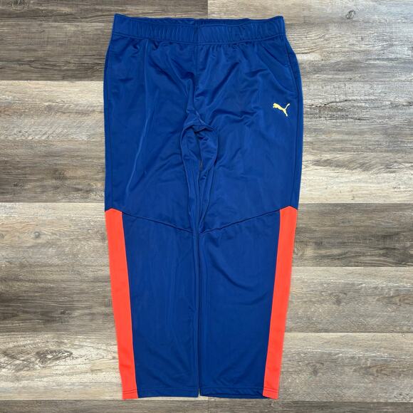 NWT Puma Blue Neon Orange Mens 2XL Contrast 2.0 Polyester Drawstring Track Pants - Picture 1 of 11